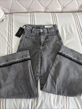 NEW rag & bone Gray High-Rise Wide Leg Jeans